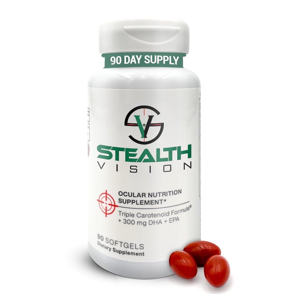 Stealth Vision Eye Vitamin, Συμπλήρωμα ματιών με λουτεΐνη, ζεαξανθίνη και μεσο-Ζεαξανθίνη, μη-GMO Eye Health Vitamins για ενήλικες, Vision Essentials for Complete Eye Support (90 softgels)