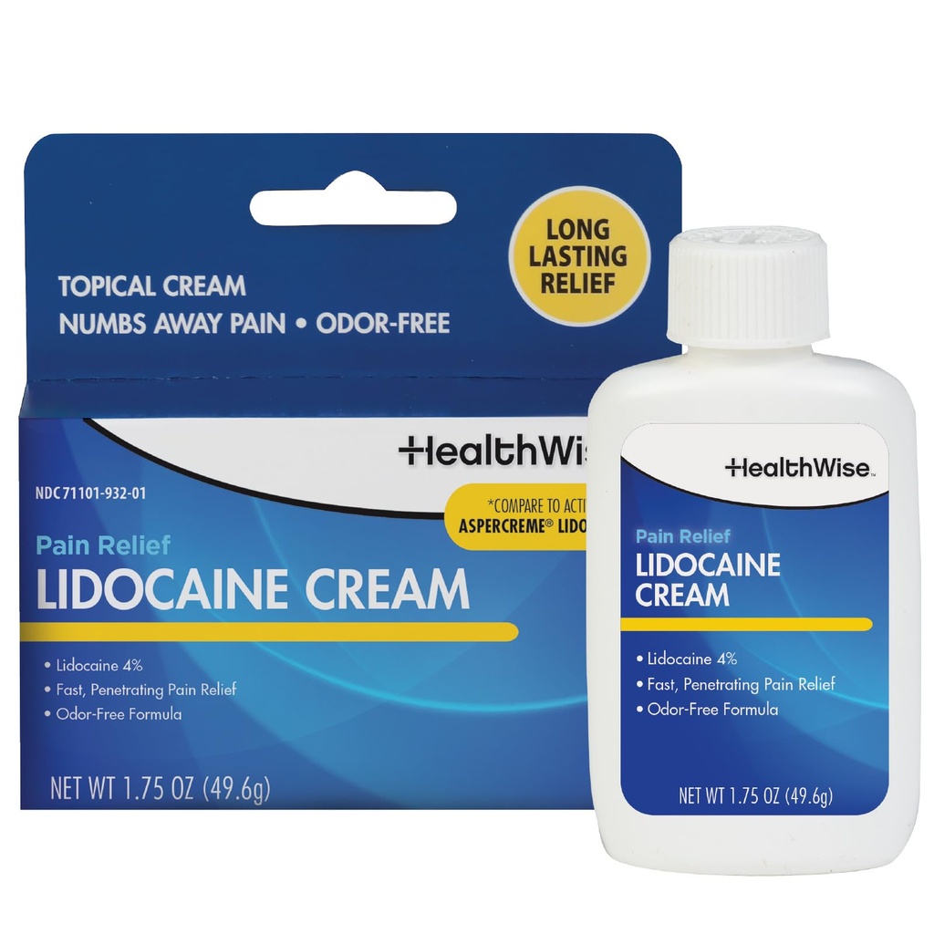 HealthWise μέγιστη δύναμη Lidocaine Cream 