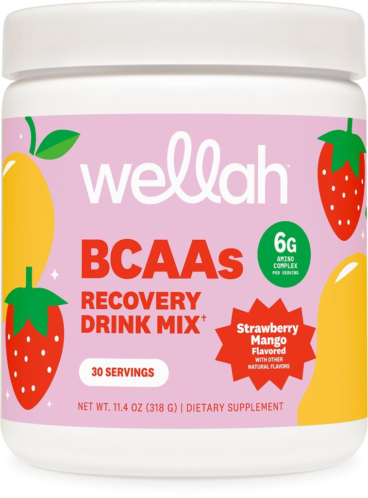 Wellah BCAAs (Strawberry Mango Flavored) 30 Σερβιέτες - BCAA σκόνη με Hydration Complex