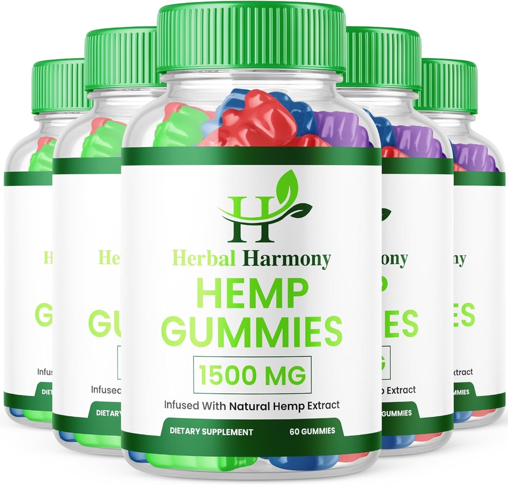 (5 Πακέτο) Βότανο Αρμονία καννάβι Gummies - Επίσημη Φόρμουλα - Βότανο Αρμονία Gummies Μέγιστη απόδοση κάνναβης Blend Επιπλέον δύναμη, Μεγάλη γεύση 25mg ανά gummy, 1500mg ανά μπουκάλι νέο 2024 (300 Gummies)