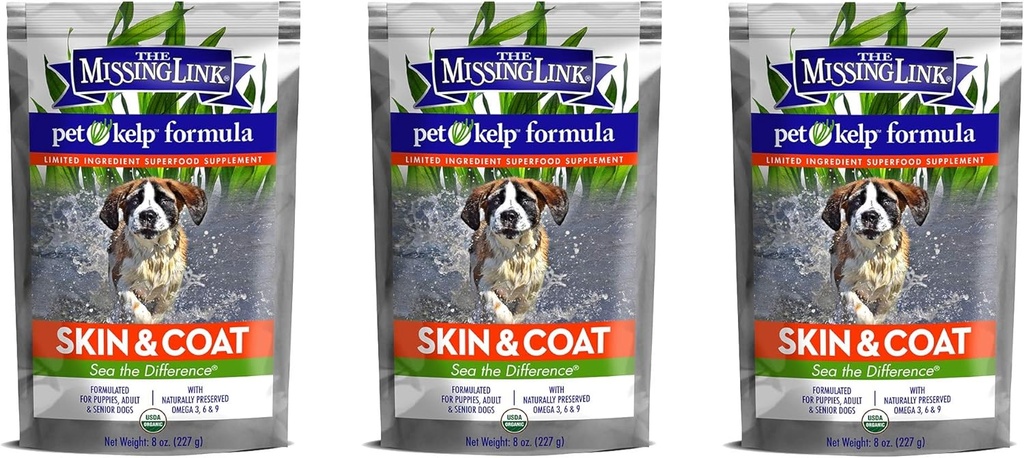 Η λείπει Link 3 πακέτο του Pet Kelp Formula, 8 ουγγιά κάθε, Superfood συμπλήρωμα για σκύλους, δέρμα και παλτό