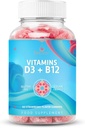 Belive Βιταμίνη D3 Gummies με B12 Βιταμίνες - 60 Ct I Ανοσοποιητική υποστήριξη Gummies με Vegan Βιταμίνη B12 & D3, Παρέχει Ενισχυμένη δύναμη των οστών και των μυών, την υγεία και την ενέργεια Hearth - Flavor Φράουλα