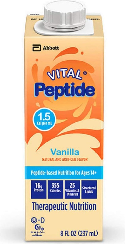 1.5 Cal, 24 Count, Complete, Balanced Nutrition Formula for Ages 14+ with GI Conditions, with 16g Protein and Prebiotics, for Oral or Tube Feeding, Vanilla, 8-fl-oz Carton