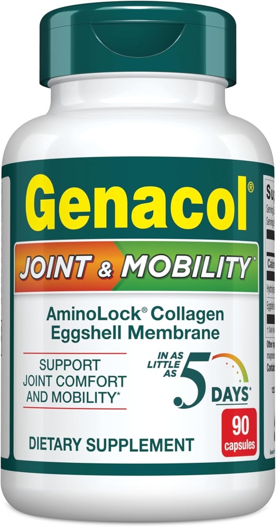 Genacol Joint & Mobility – Eggshell Membrane και Ultra-Hydrolyzed Collagen Peptides, Υποστήριξη Comfort & Mobility, Αποτελέσματα σε μόλις 5 ημέρες, 90 κάψουλες (30-Day Supply)