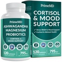 5-σε-1 Cortisol συμπλήρωμα για γυναίκες και άνδρες με Ashwagandha για την ηρεμία, εστίαση, και Adrenal συμπληρώματα υποστήριξης με εκχύλισμα Shilajit, γλυκινικό μαγνήσιο, προβιοτικά (120 ct) (πακέτο του 1)