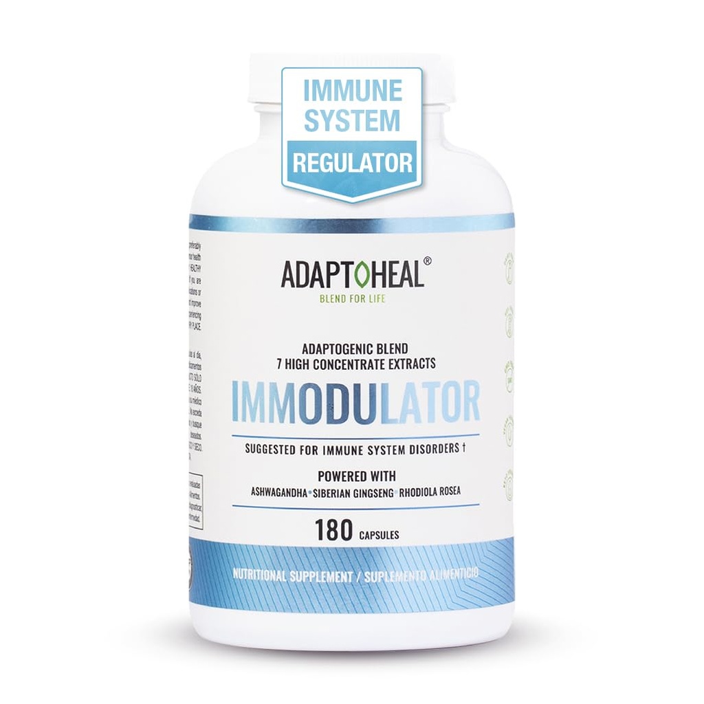 ADAPTOHEAL Immodulator - Προσαρμόσιμο συμπλήρωμα για την ευεξία, με Ginseng, Ashwagandha, Reishi Mushroom - Υποστηρίζει την αντιμετώπιση του στρες, ισορροπία διάθεσης και λειτουργία ανοσοποιητικού συστήματος (180 κάψουλες / 700 mg)
