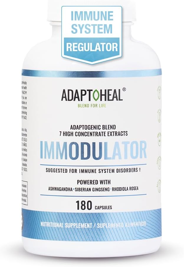 ADAPTOHEAL Immodulator - Προσαρμόσιμο συμπλήρωμα για την ευεξία, με Ginseng, Ashwagandha, Reishi Mushroom - Υποστηρίζει την αντιμετώπιση του στρες, ισορροπία διάθεσης και λειτουργία ανοσοποιητικού συστήματος (180 κάψουλες / 700 mg)
