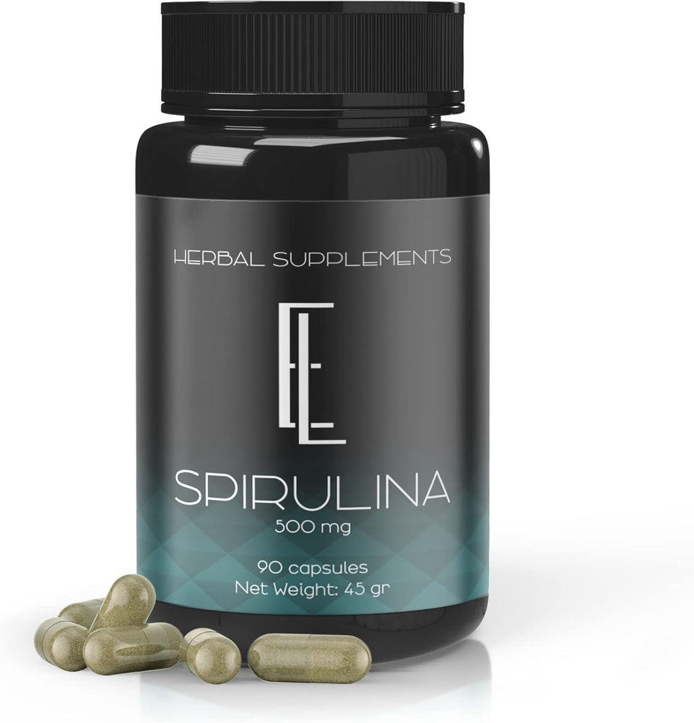 Μαγεμένες κάψουλες Spirulina - 90 x 500 mg, υψηλής ισχύος φυτά με βάση το Superfood, συμπληρώματα, μη ΓΤΟ φυτικά Cellulose Vegan φιλικές κάψουλες