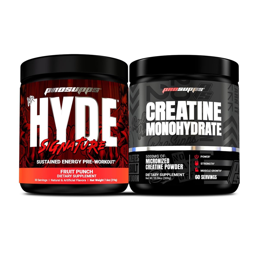PROSUPPS Hyde Signature Παρατεταμένη Προ-εξάσκηση, Punch Φρούτων και Createine 300 Bundle