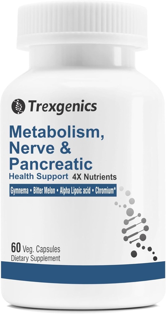 Trexgenics Μεταβολισμός Υποστήριξη με GYMNEMA 75% Γυμναστικό οξύ 150 mg, Πικρό πεπόνι 5% Bitters 150 mg, Χρώμιο & Alpha LIPOIC ACID150mg(60 Vegan Κάψουλες) (πακέτο των 1)