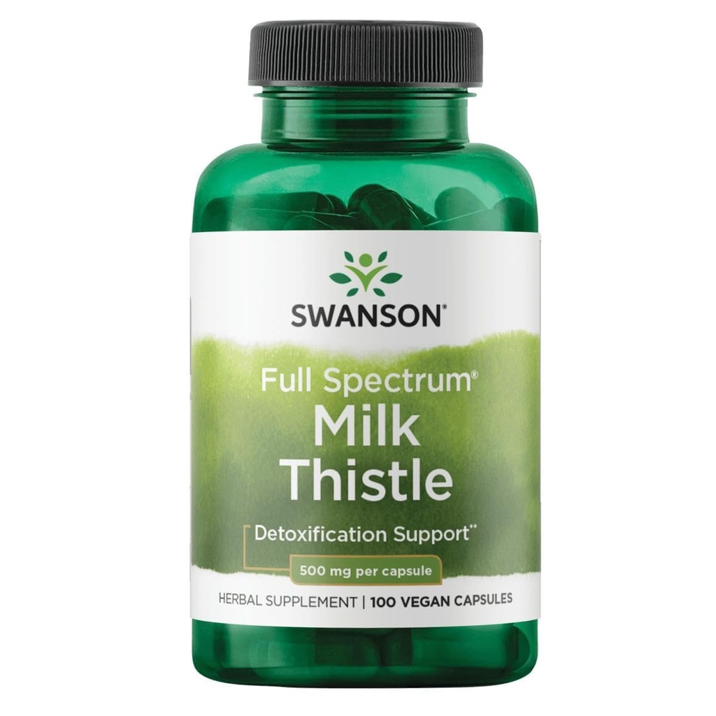 Swanson Full Spectrum Milk Thistle Liver Health Supplement for Adults Seeking Natural Detoxification and Antioxidant Support - 500 mg (100 Vegan Capsules)