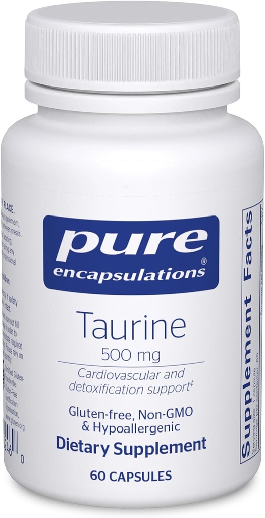 Pure Encapsulations Taurine 500 mg | Amino Acid Supplement for Liver, Eye Health, Antioxidants, Heart, Brain, and Muscles* | 60 Capsules