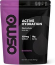 Osmo Active Hydration Electrolyte Powder (2lb Resealable Bag) - Περιλαμβάνει Νάτριο, Μαγνήσιο, Κάλιο, Υδατάνθρακες & Βιταμίνες, Ζάχαρη από ζαχαροκάλαμο - Όλα τα φυσικά συστατικά, 3X Γρηγορότερη ενυδάτωση Μαύρο μούρο