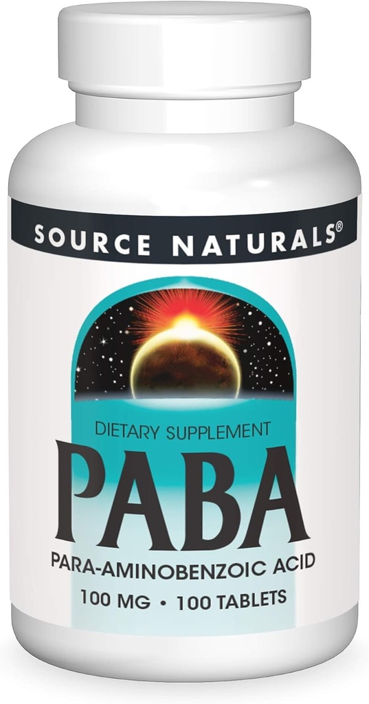 Source Naturals PABA - para- Amino Benzoic Acid, 100 mg Συμπλήρωμα Διατροφής - 100 δισκία