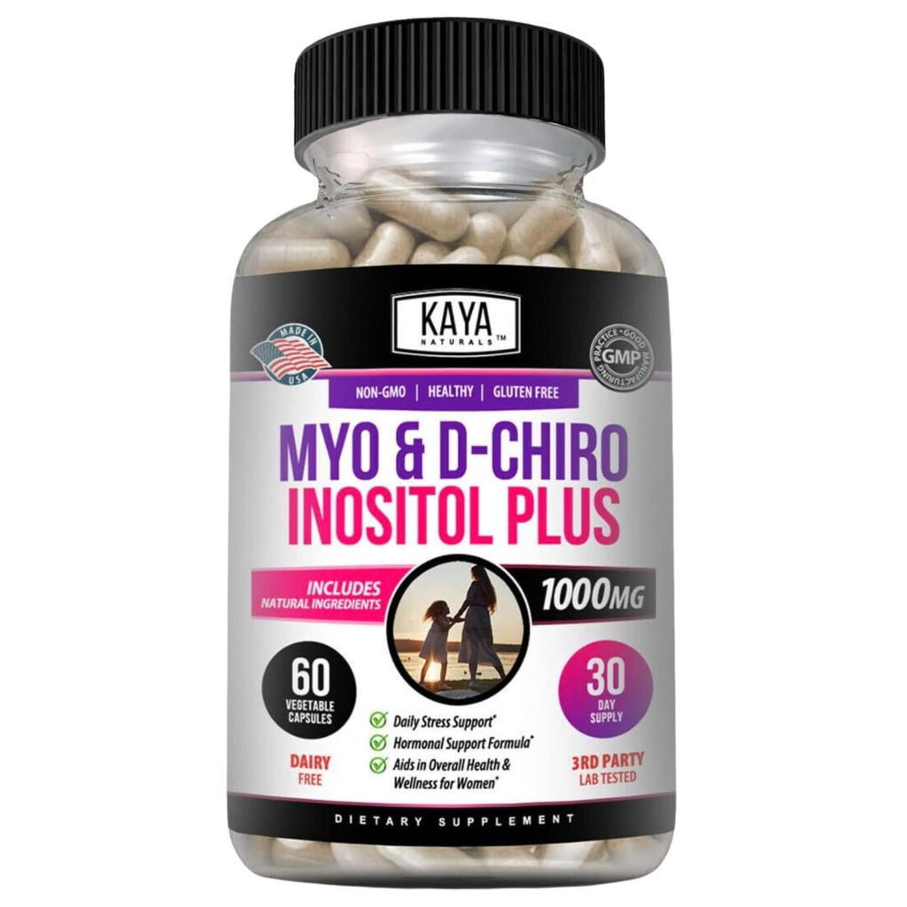 Kaya Naturals Myo & D-Chiro Inositol Plus Υποστήριξη για τις γυναίκες, βιταμίνη B8-60 κάψουλες