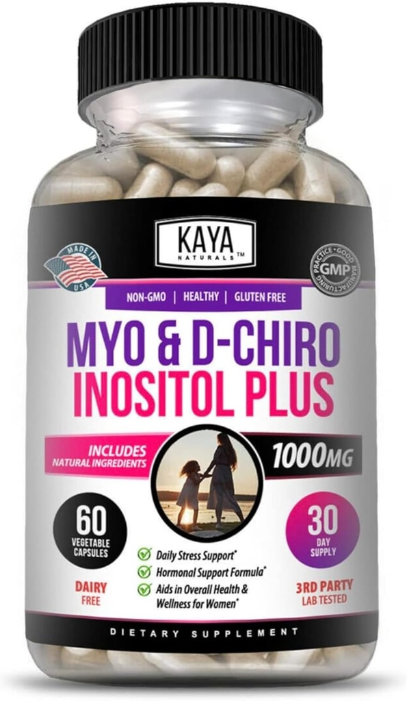 Kaya Naturals Myo & D-Chiro Inositol Plus Υποστήριξη για τις γυναίκες, βιταμίνη B8-60 κάψουλες