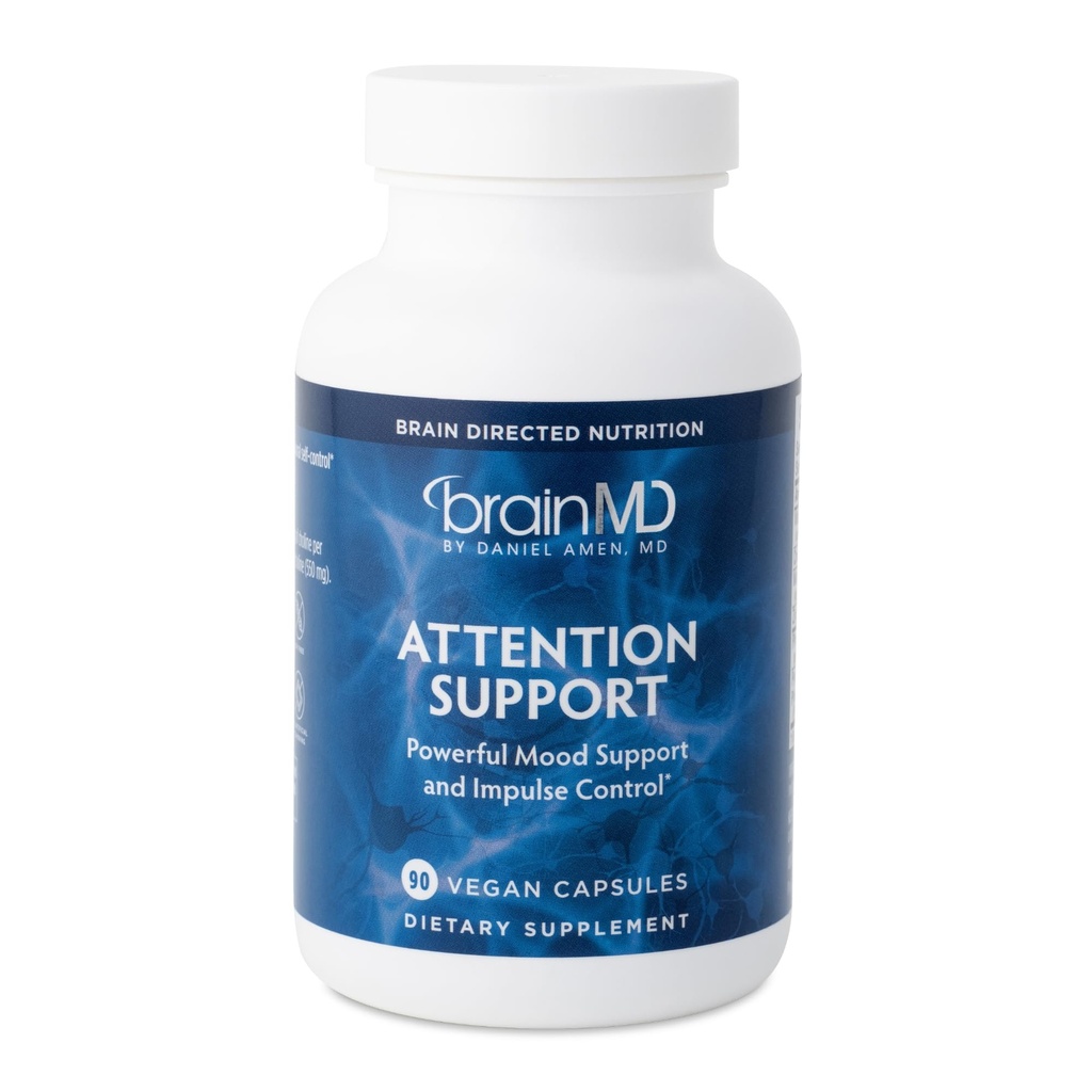 BRAINMD Dr Amen Προσοχή Υποστήριξη - 90 Κάψουλες - Προάγει την ψυχική εστίαση και τον έλεγχο των παλμών - Χωρίς γλουτένη - 30 Υπηρεσίες