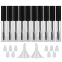 GTHER 10PCS 10ML άδειο μπουκάλι σωλήνα Mascara με το ραβδί βλεφαρίδες, τα ελαστικά εισαγωγής & χωνιά που για Castor Oil / Growth Oil, DIY Cream Container με καπάκι, μαύρο