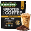 MariGold High Protein Coffee - Iced Vanilla Latte, 20g Grass-Fed Whey Protein Isolate, Energy & Processout Boost, 2 Shots Organic Espresso, Non-GMO, 1 Net Carb, 1 Lb Bag, 15 Services