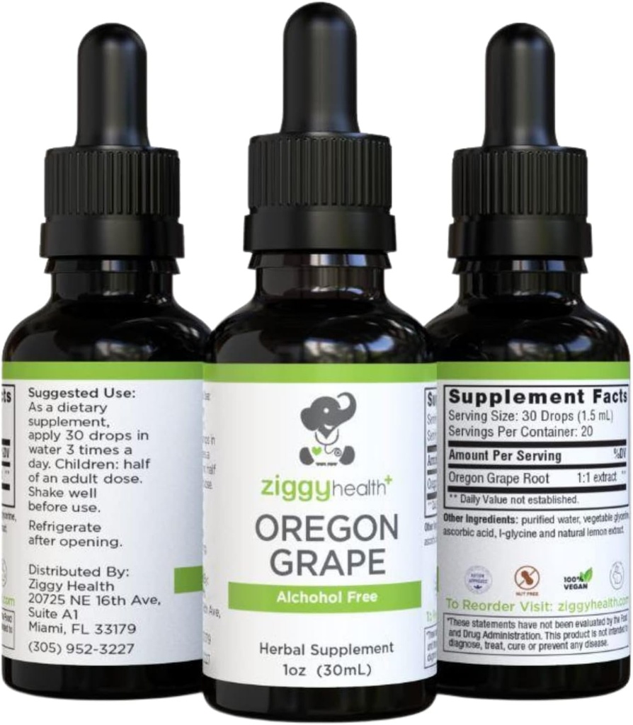 Premium Organic Oregon Grape Root Tincture - εκχύλισμα χωρίς αλκοόλ, 1oz 