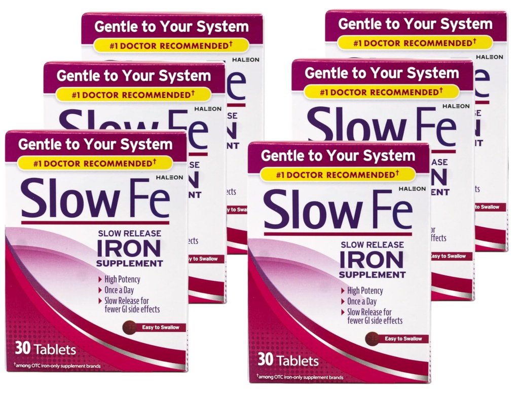 Slow Fe Slow Release Iron, Δισκία 30 ea (πακέτο των 6)