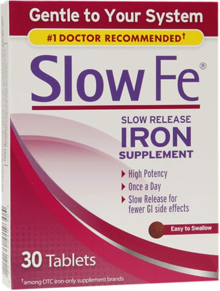 Slow Fe Slow Release Iron, Tablets 30 ea (Pack of 6)