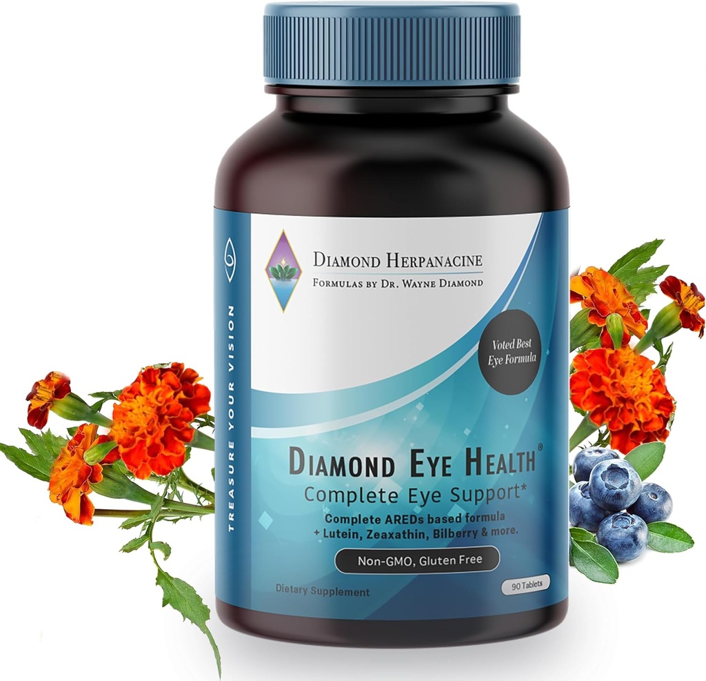 Diamond Eye Health - Φυσικές βιταμίνες για πλήρη υποστήριξη ματιών - Υγιεινές βιταμίνες ματιών - Βιταμίνες ματιών για να βοηθήσει στη διατήρηση της γήρανσης μάτια - Vegan, χωρίς γλουτένη, χωρίς γαλακτοκομικά - (90 κόμης)