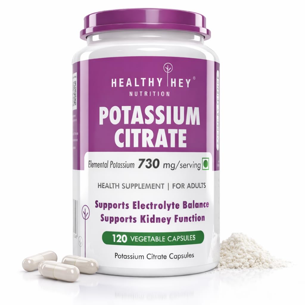 HealthyHey Διατροφή Κιτρικό κάλιο 730mg - Κάψουλες λαχανικών 120 κόμης (πακέτο του 1)