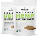 Earth Circle Organics Organic Hemp Protein Powder, Lab Tested 100% Χωρίς γλουτένη, Plant Based & Vegan Ακατέργαστη Πρωτεϊνική Σκόνη - Ιδανική για Keto, Meal Replacement Shakes, Pre & Post Workout (8oz, Pack of 2)