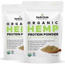 Earth Circle Organics Organic Hemp Protein Powder, Lab Tested 100% Χωρίς γλουτένη, Plant Based & Vegan Ακατέργαστη Πρωτεϊνική Σκόνη - Ιδανική για Keto, Meal Replacement Shakes, Pre & Post Workout (8oz, Pack of 2)