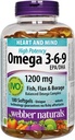 Webber Naturals Ωμέγα 3-6-9 Υψηλή Ικανότητα 1200 mg · Ψάρια, Φλάξ & Μποράζ, 180 softgels