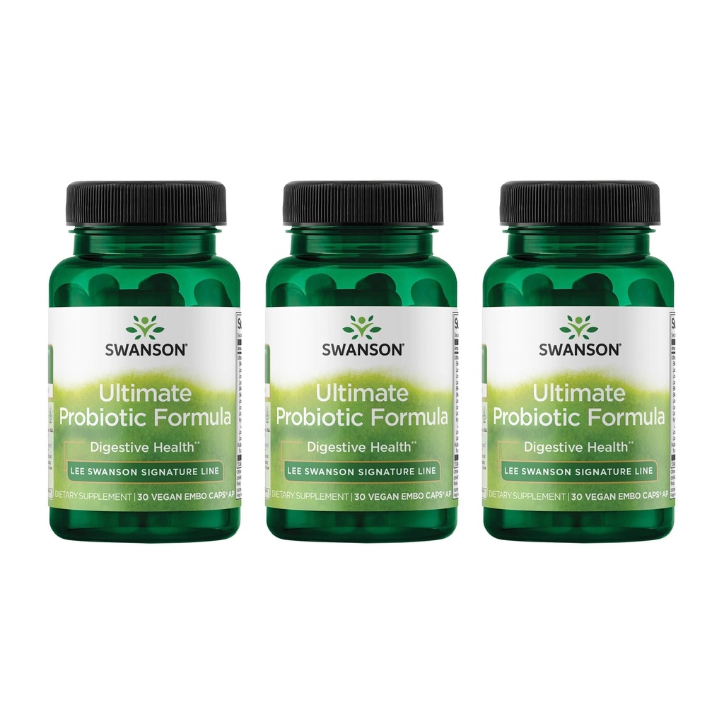 Swanson Ultimate Probiotic Formula Digestive Health Immune System Support 66 Δισεκατομμύρια CFU Prebiotic NutraFlora scFOS 30 DRcaps Veggie Caps (Caps) (3 Pack)