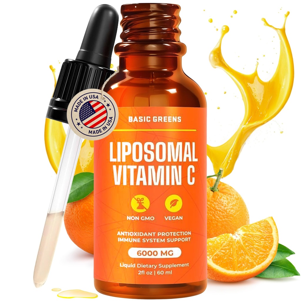 Liposomal Vitamin C Liquid 6000mg – Συμπλήρωμα Υγρής Απορρόφησης για Ανοσολογική Υποστήριξη, Αντιοξειδωτικό & Υγεία του Δέρματος – Μη ΓΤΟ, Vegan, Ευγενής Φόρμουλα – 2 fl oz