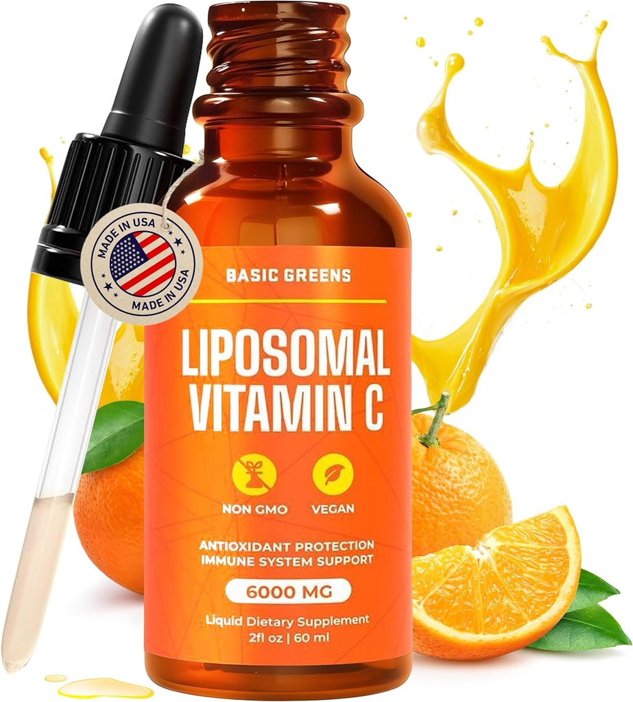 Liposomal Vitamin C Liquid 6000mg – Συμπλήρωμα Υγρής Απορρόφησης για Ανοσολογική Υποστήριξη, Αντιοξειδωτικό & Υγεία του Δέρματος – Μη ΓΤΟ, Vegan, Ευγενής Φόρμουλα – 2 fl oz