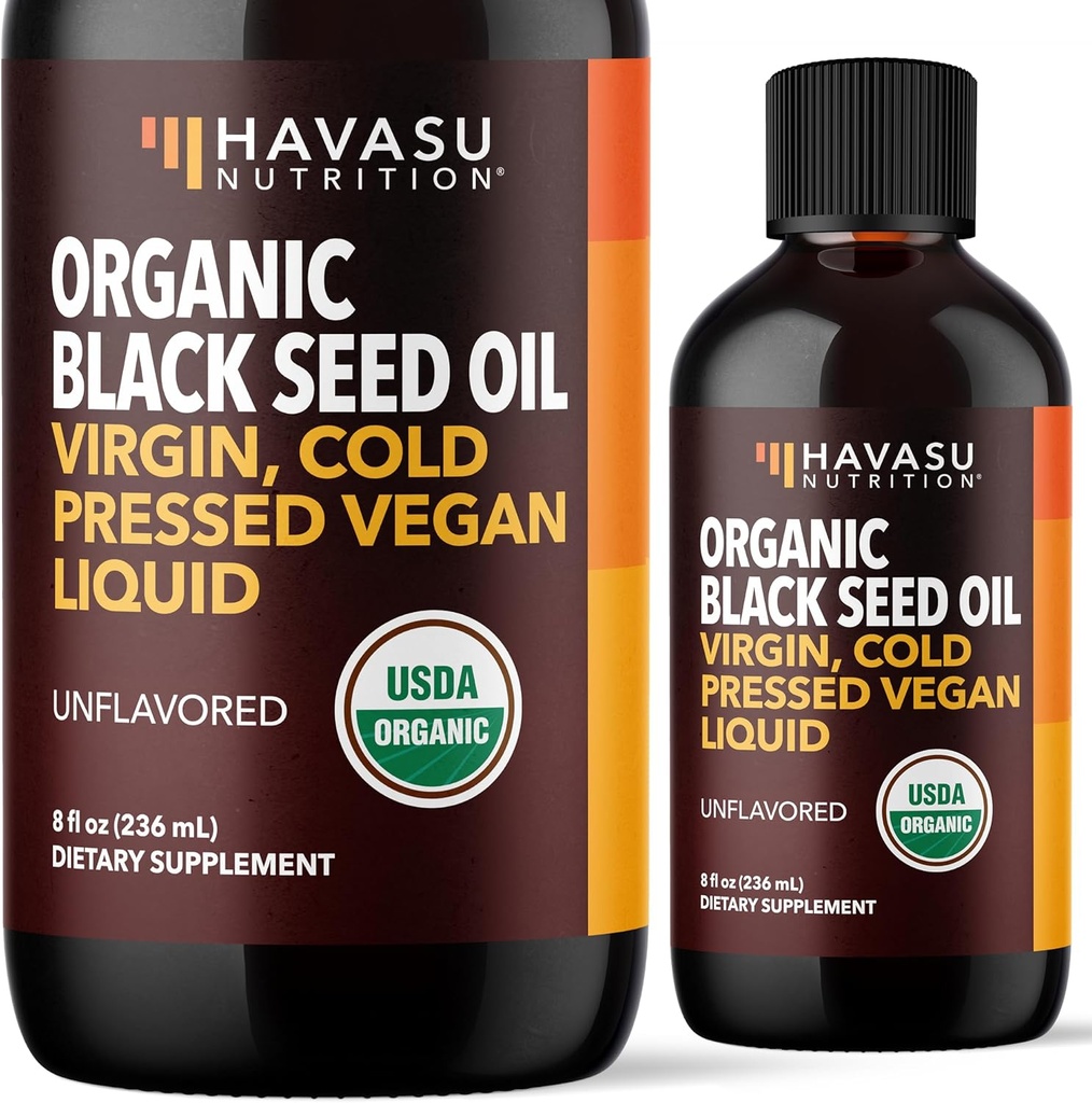 Organic Black Seed Oil Cold Pressed Liquid - Black Cumin συμπλήρωμα για τη λειτουργία του ανοσοποιητικού συστήματος, Digestive Support, Hair Nourishment & Συνολική Υγεία - 8 Fl Oz - Χωρίς γεύση, Μη ΓΤΟ, Vegan