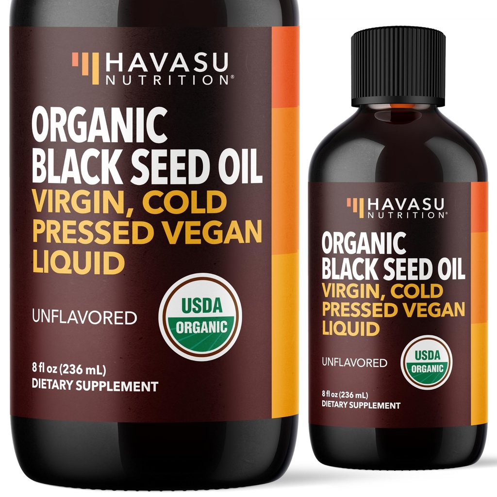 Organic Black Seed Oil Cold Pressed Liquid - Black Cumin συμπλήρωμα για τη λειτουργία του ανοσοποιητικού συστήματος, Digestive Support, Hair Nourishment & Συνολική Υγεία - 8 Fl Oz - Χωρίς γεύση, Μη ΓΤΟ, Vegan
