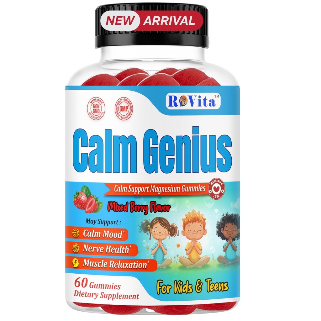 Calm Gummys Μαγνήσιο Παιδιά – Συμπλήρωμα ηρεμίας & χαλάρωσης για τα παιδιά – Υποστηρίζει τον ύπνο, την υγεία των οστών & τους μυς – Μαγνήσιο Citrate Gummies – 60 Count, 2 Μήνες προσφοράς