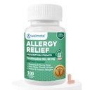 WELMATE - Αλλεργία Ανακούφιση - Fexofenadine HCl 60 mg - 12 ώρες Μη-Νυχθηρή Αντιισταμινική - Φτάρνισμα - Runny Μύτη - Ίτσι Μάτια, Μύτη & Λαρύγγι - Εσωτερική & Εξωτερική Αλλεργία δισκία ανακούφισης - 100 κόμης