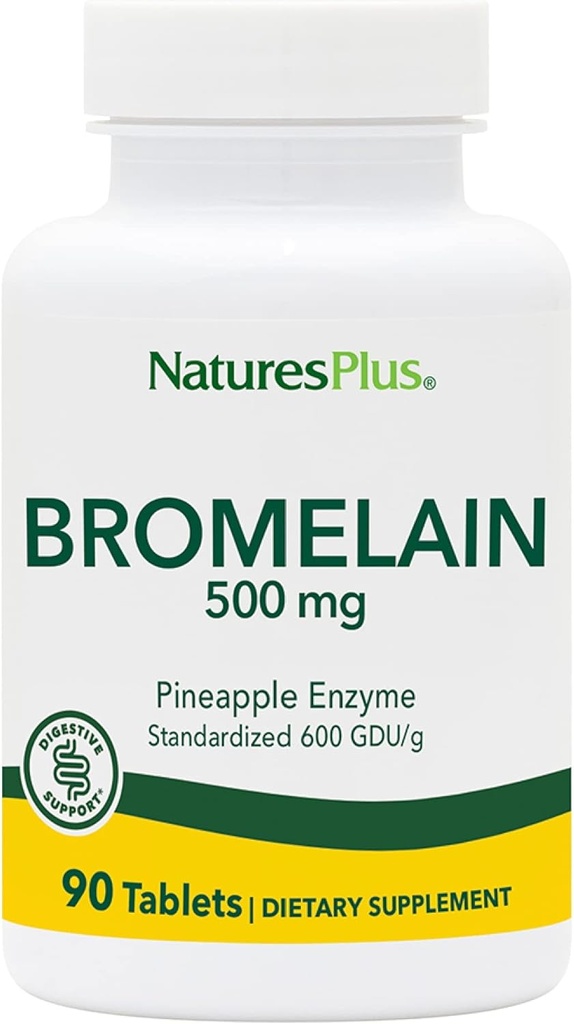 Natures Plus Bromelain - 500 mg, 90 χορτοφαγικά δισκία - Φυσικό πρωτεολυτικό ένζυμο συμπλήρωμα - Χωρίς γλουτένη - 90 Σερβιέτες