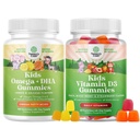Πακέτο Omega DHA Gummies για τα παιδιά - Λιπαρά Οξέα Omega 3 6 9 - Βιταμίνη C για τον εγκέφαλο, την ανοσία & το όραμα και τη βιταμίνη D Gummies για τα παιδιά - 1000 IU ανά υπηρεσία - Ανοσοποιητική υποστήριξη μυϊκά δόντια & υγεία των οστών