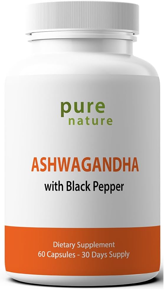 PureNature Ashwagandha με εκχύλισμα μαύρου πιπεριού 60 κάψουλες λαχανικών