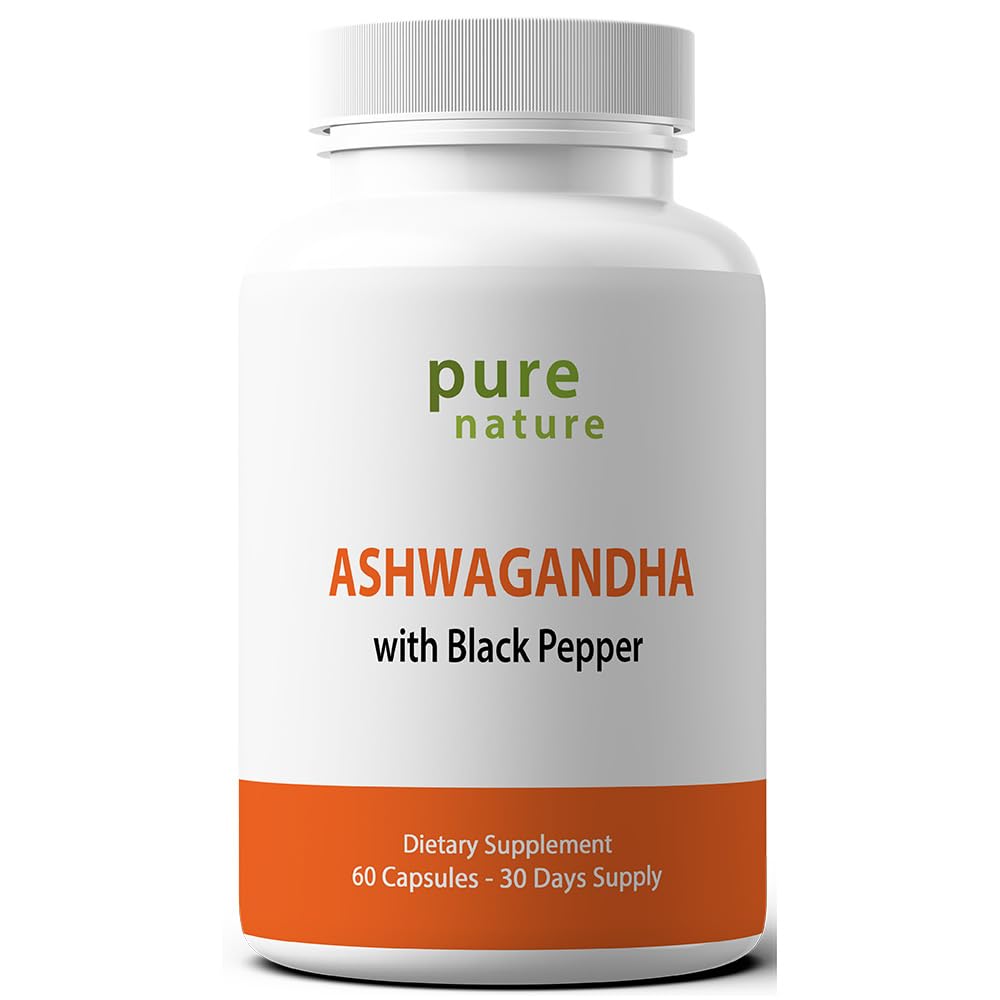 PureNature Ashwagandha με εκχύλισμα μαύρου πιπεριού 60 κάψουλες λαχανικών