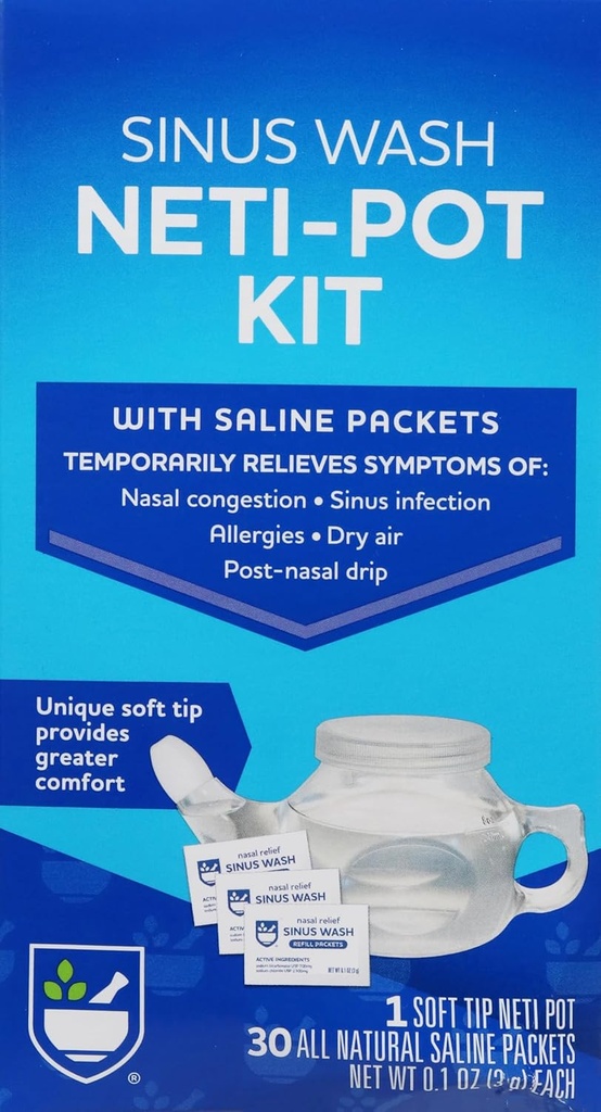 Rite Aid Neti Pot Nasal Rinse Kit με 30 πακέτα αλάτι - 1 Kit 