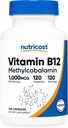 Nutricost Βιταμίνη B12 (μεθυλοκοβαλαμίνη) 1000mcg, 120 κάψουλες - χορτοφαγική, μη ΓΤΟ και συμπλήρωμα χωρίς γλουτένη B12