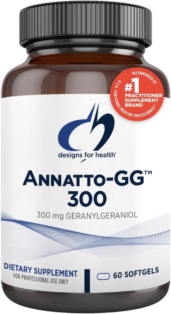 Σχέδια για την υγεία Annatto-GG 300 - Geranylgeraniol GG συμπλήρωμα από σπόρους Annatto - Υποστηρίζει την υγιή γήρανση, την υγεία των οστών, την υγεία των μυών, την κυτταρική ενέργεια & την παραγωγή του συνένζυμου Q10 (60 Softgels)