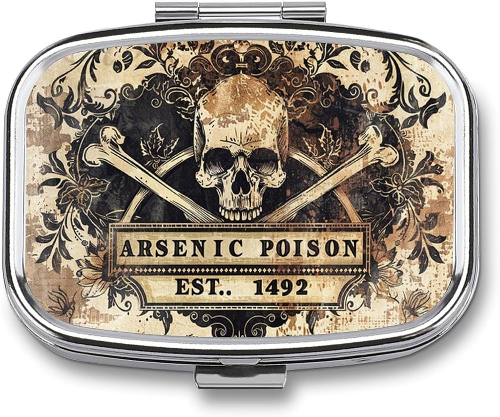 Metal 2 Compartment Pill Organizer Travel Friendly Portable Compact Pill Box Cute Pill Case to Hold Vitamins,Fish Oil,Supplements,Meds,Tablet for Purse,Pocket. (1492.)