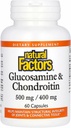 Natural Factors Glucosamine & Chondroitin - Supports Healthy Joints & Connective Tissue - Non-GMO & Gluten-Free - 60 Capsules (20 Servings)