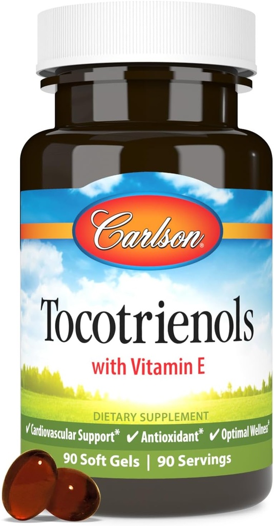 Carlson - Tocotrienols, 40 mg, με φυσική πηγή βιταμίνης Ε, Gamma, Alpha, Delta, Beta, Με αειφόρο προέλευση, 90 Softgels