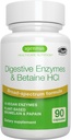 Igennus Fast Action Digestive Enzymes & Betaine HCl, 10 Broad Spectrum Enzymes with Protease, Lipase & Lactase, Papain & Bromelain, Plant-Based Vegan, Clean Label, for Women and Men, 90 Capsules
