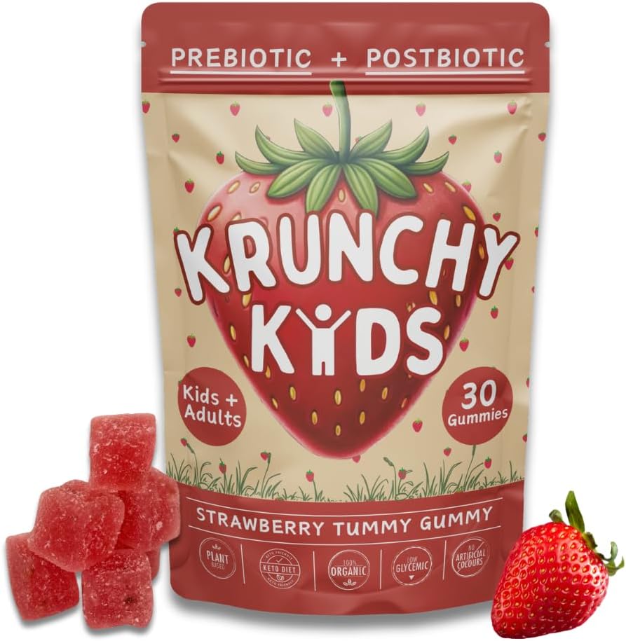 Βιολογική προβιοτική & μεταβιοτική Gummy Βιταμίνη για παιδιά και ενήλικες, Αλλουλόζη, Χωρίς ζάχαρη, Ζυμωμένη Φράουλα, Υγεία των Ούλων Υποστήριξης, Χωρίς Βαφή